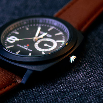 CURREN Stylish Water Resistant Quartz Analog Watch for Men – Scratch-Resistant Glass & Leather Strap + Gift Box