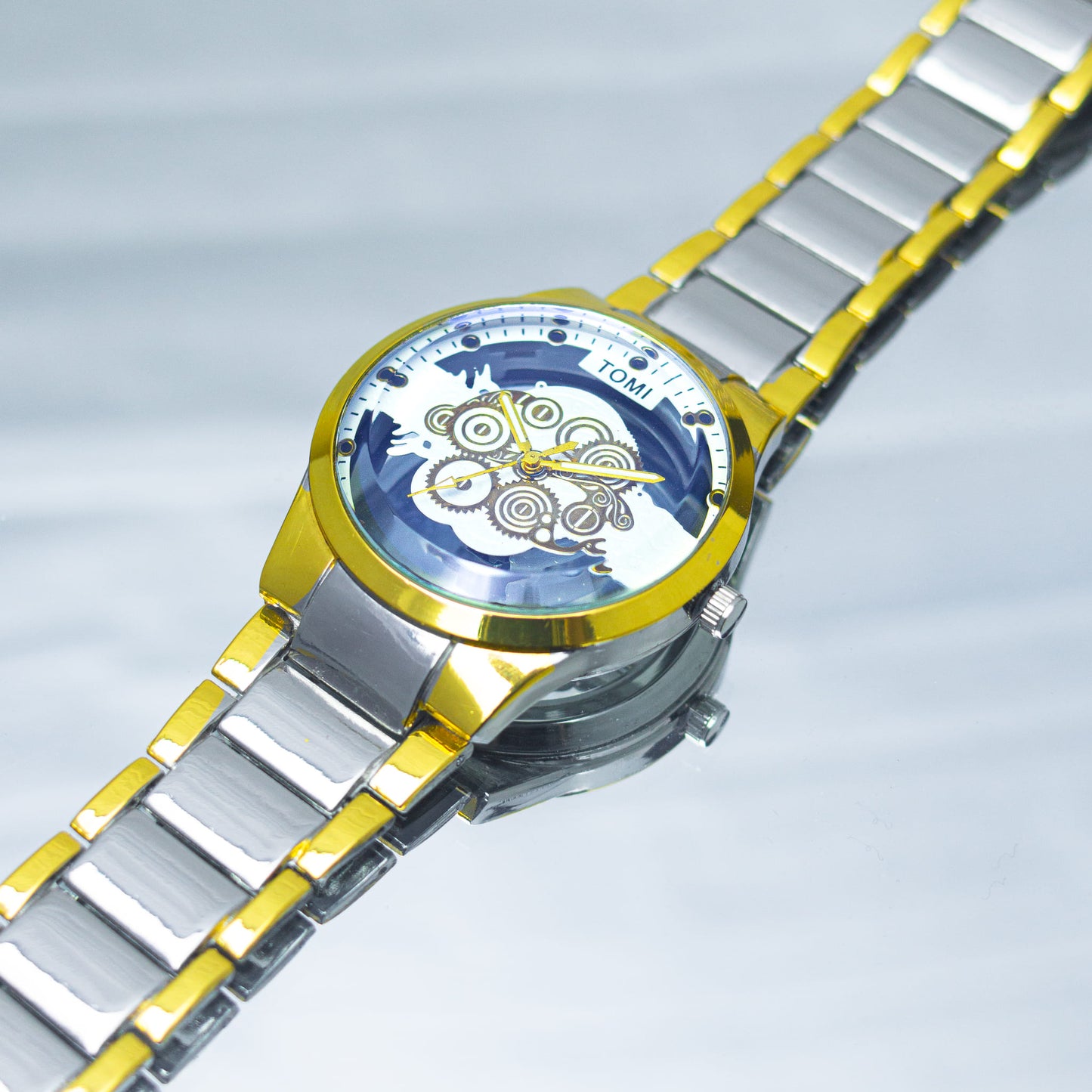 TOMI Skeleton Water Resistant Quartz Analog Watch for Men – Scratch-Resistant Glass & Stainless Steel Strap + Gift Box