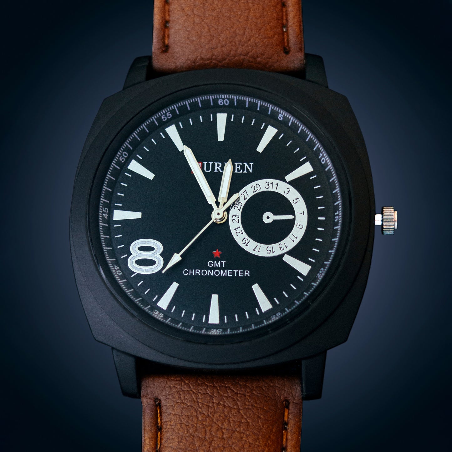 CURREN Stylish Water Resistant Quartz Analog Watch for Men – Scratch-Resistant Glass & Leather Strap + Gift Box